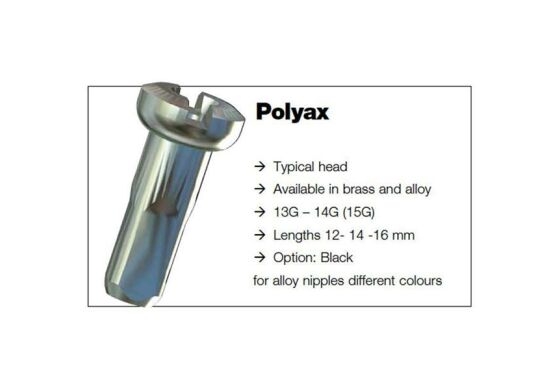 Sapim Polyax Messing Brass Nippel 2mm 14mm SILS Schwarz